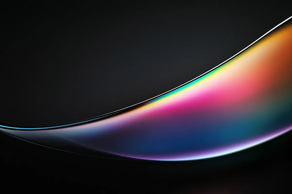 Iridescent wave of light on a black background